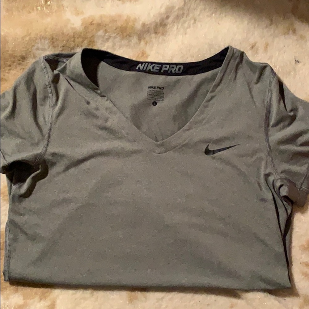 Nike Pro Dri Fit V-Neck Short Sleeve Shirt- L